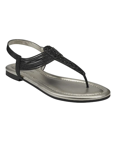 Bandolino Women's Kayte Embellished T Strap Flat Sandals