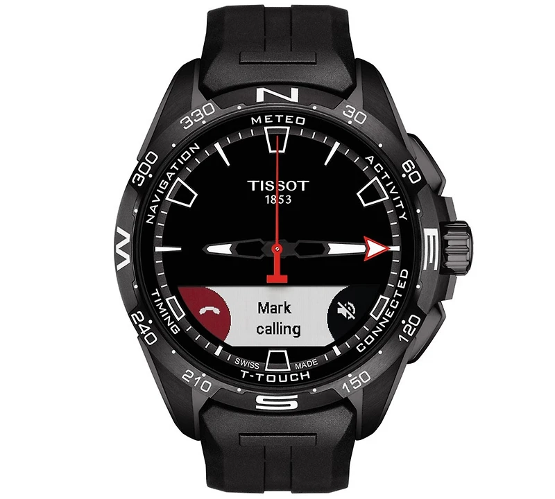 Tissot Men's Swiss T-Touch Connect Solar Black Rubber Strap Smart Watch 48mm