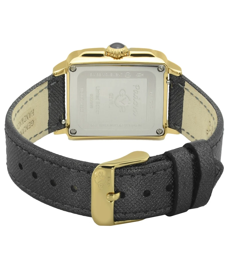 Gevril Women's Padova Swiss Quartz Black Italian Leather Strap Watch 30mm