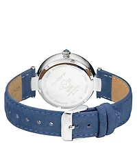 Gevril Women's Matera Swiss Quartz Blue Italian Suede Strap Watch 35mm