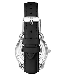 Women's Automatic Black Genuine Leather Strap Watch 36mm