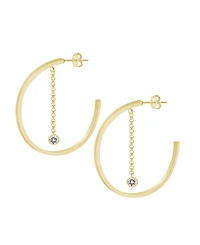 And Now This Cubic Zirconia Drop in C Hoop Earring in Gold Plated