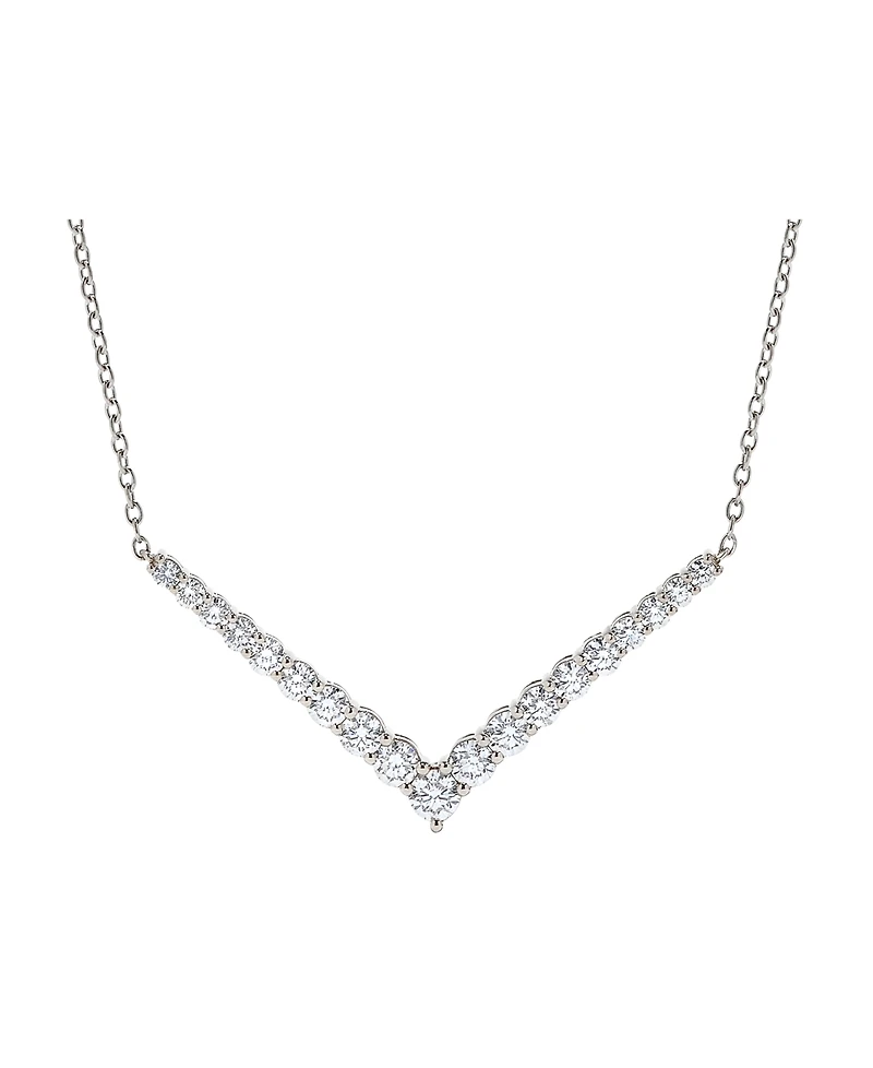 Diamond Chevron Statement Necklace (2 ct. t.w.) in 14k White Gold, 16" + 2" extender
