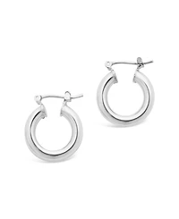 Women's Chunky Tube Silver Plated Hoop Earrings, 75"
