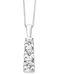 Diamond Three-Stone Linear Pendant Necklace (3/4 ct. t.w.) in 14k White Gold or 14k Yellow Gold