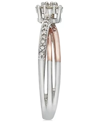 Diamond Crossover Promise Ring (1/4 ct. t.w.) Sterling Silver and 14k Rose Gold