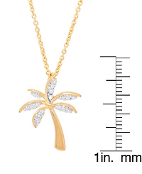 Diamond Accent Palm Tree Pendant 18" Necklace in Gold Plate