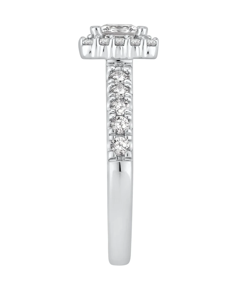 Gia Certified Diamond Princess Halo Bridal Set (1 1/2 ct. t.w.) in 14K White Gold