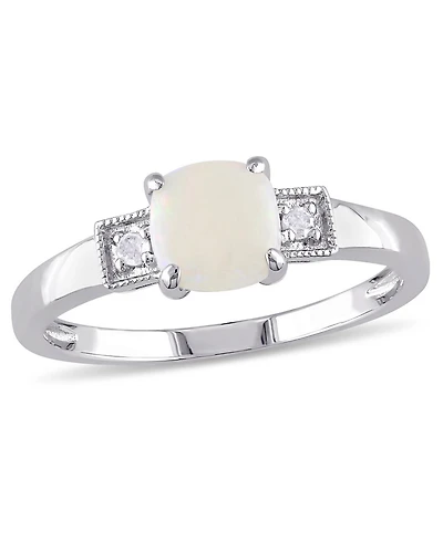 Opal (1/2 ct. t.w.) and Diamond Accent Sterling Silver