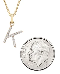 Diamond Initial Pendant Necklace (1/10 ct. t.w.) in 14k Gold, 17" + 1" Extender