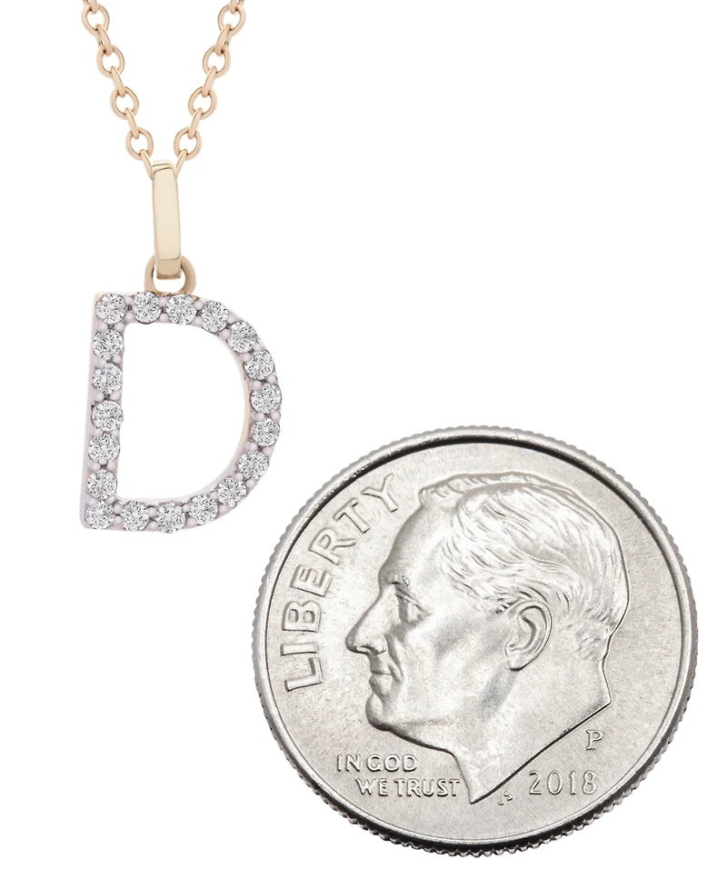 Diamond Initial Pendant Necklace (1/10 ct. t.w.) in 14k Gold, 17" + 1" Extender