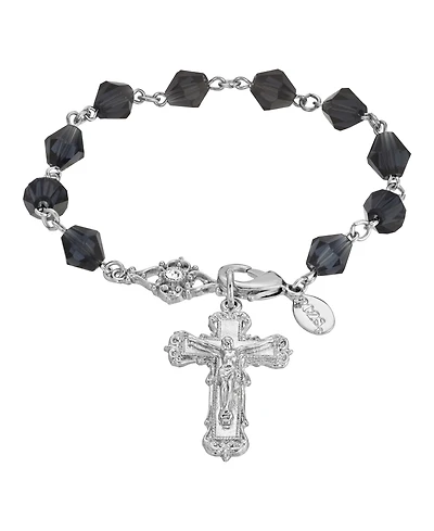 Silver-Tone Blue Crucifix Bracelet