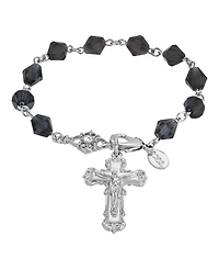 Silver-Tone Blue Crucifix Bracelet