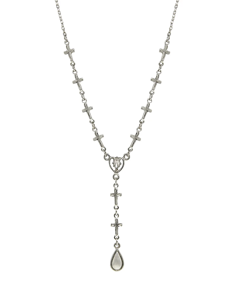 Silver-Tone Cross Chain Y-Necklace