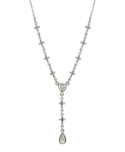 Silver-Tone Cross Chain Y-Necklace