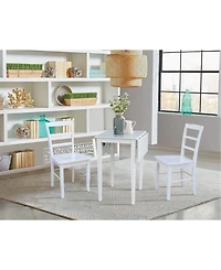 Small Dual Drop Leaf Dining Table with 2 Madrid Ladderback Chairs, 3 Piece Dining Set