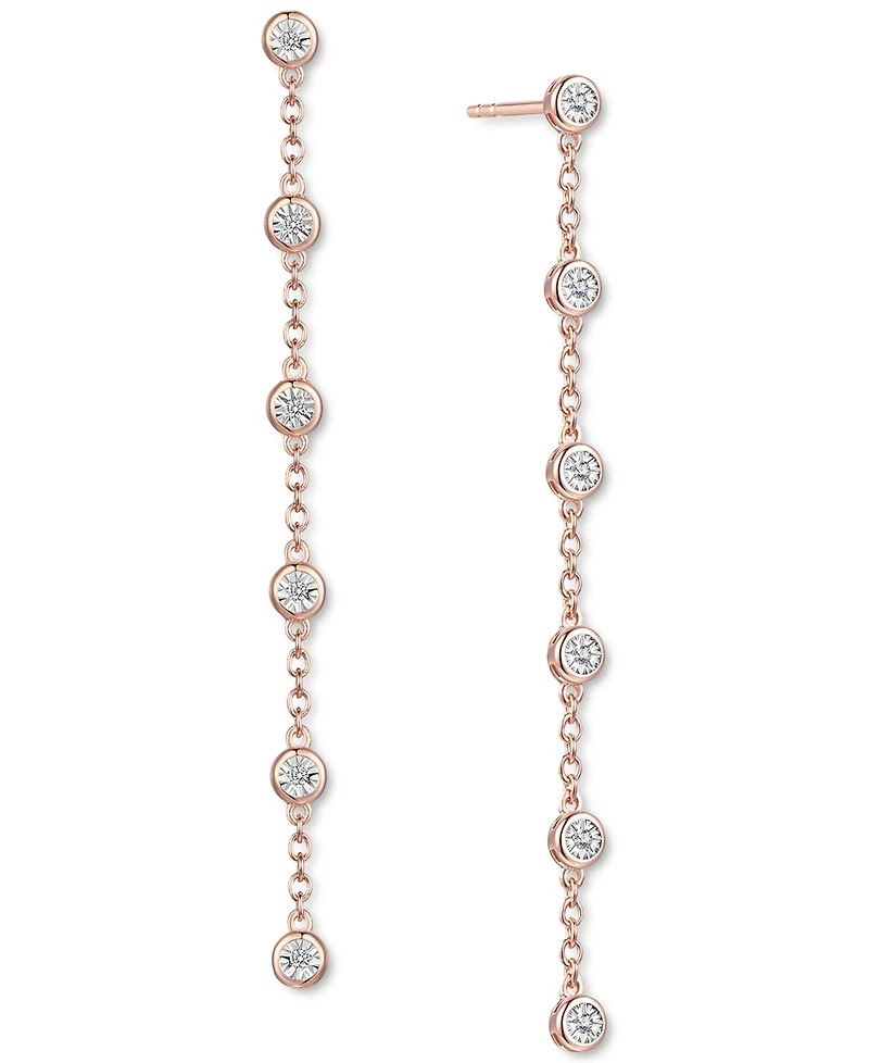 Diamond Bezel Linear Drop Earrings (1/10 ct. t.w.) Sterling Silver, 14k Gold-Plated Silver or Rose