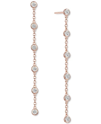 Diamond Bezel Linear Drop Earrings (1/10 ct. t.w.) Sterling Silver, 14k Gold-Plated Silver or Rose