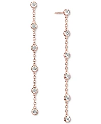 Diamond Bezel Linear Drop Earrings (1/10 ct. t.w.) Sterling Silver, 14k Gold-Plated Silver or Rose