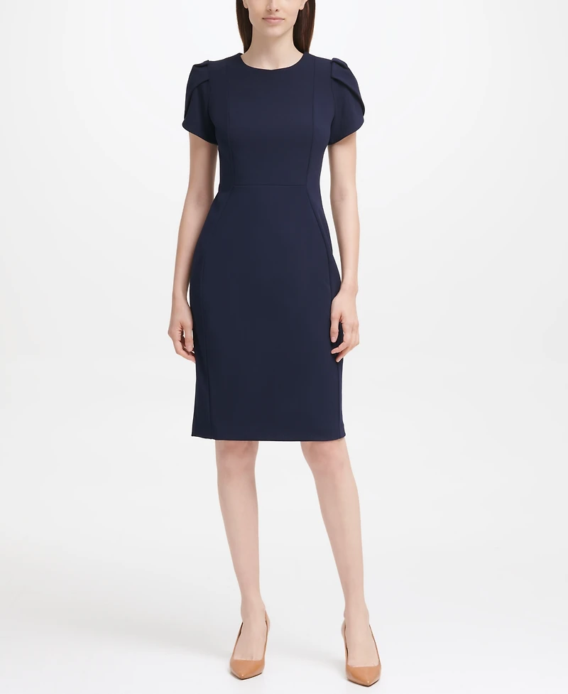 Calvin Klein Tulip-Sleeve Sheath Knee-length Dress