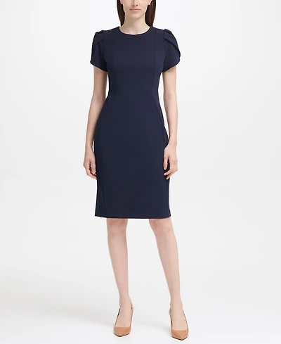 Calvin Klein Tulip-Sleeve Sheath Knee-length Dress