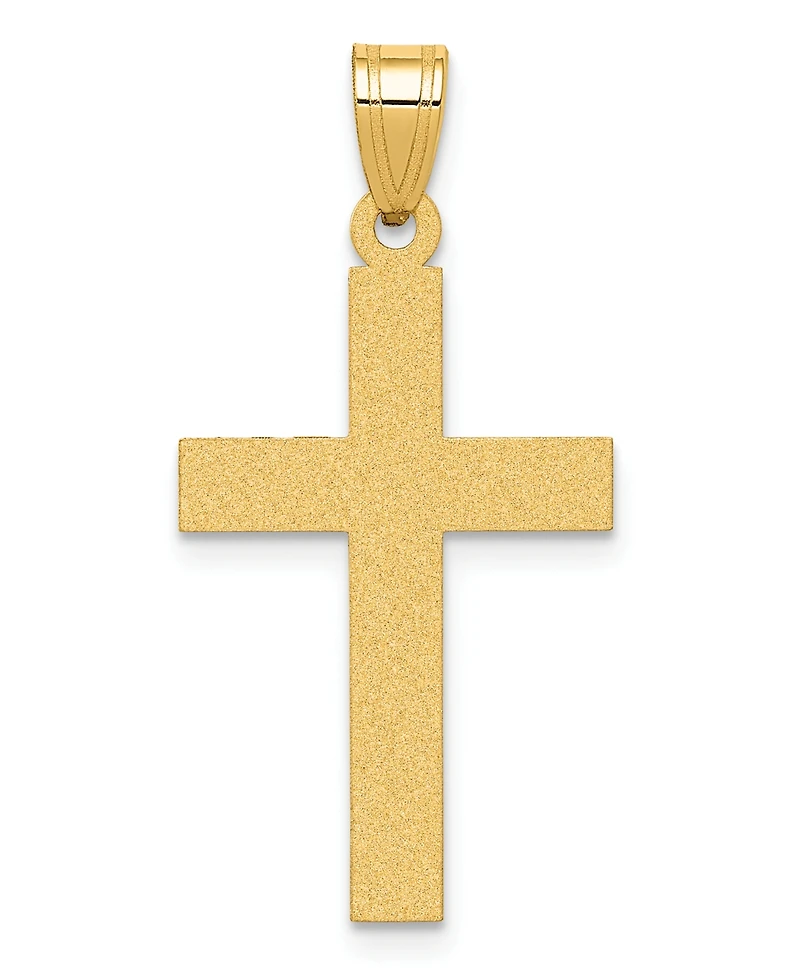 14k Gold Charm, Satin Finish Cross Charm