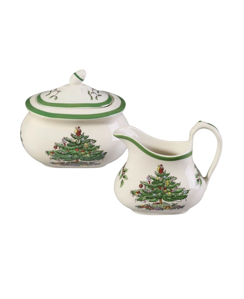 Spode Christmas Tree Sugar and Creamer Set, 3 Pieces