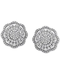 Diamond Cluster Scalloped Stud Earrings (1 ct. t.w.) in 10k White Gold