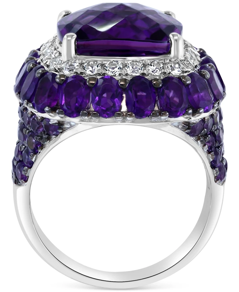 Effy Amethyst (12 ct. t.w.) & White Topaz (5/8 ct. t.w.) Statement Ring in Sterling Silver