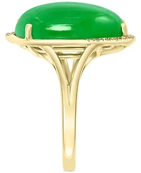 Effy Dyed Green Jade (17x12mm) & Diamond (1/10 ct. t.w.) Statement Ring in 14k Gold