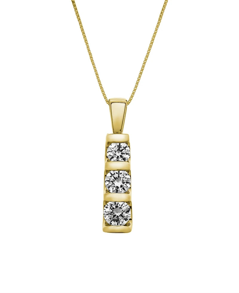 Three-Stone Diamond Pendant Necklace 14k White Gold or Yellow (1/2 ct. t.w.)