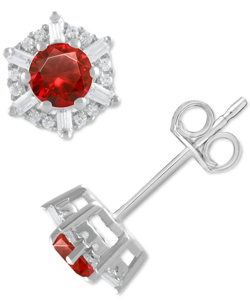 Sapphire (5/8 ct. t.w.) & Diamond (1/10 Stud Earrings 14k White Gold (Also Emerald Ruby)