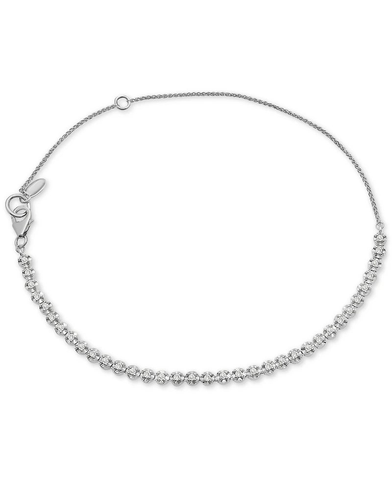 Wrapped Diamond Tennis Bolo Anklet (1/2 ct. t.w.) in Sterling Silver, Created for Macy's
