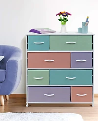Sorbus Dresser with 8 Drawers - Storage Chest Organizer Steel Frame, Wood Top, Handles, Fabric Bins