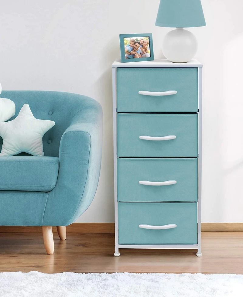 Sorbus 4 Drawers Chest Nightstand - Storage for Closet, Home, College Dorm Features Steel Frame, Wood Top