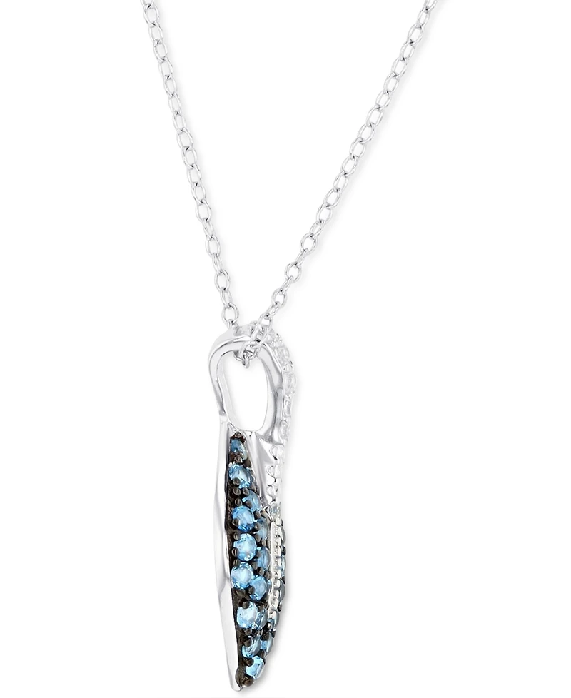 Cubic Zirconia Leaf 18" Pendant Necklace Sterling Silver