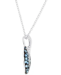 Cubic Zirconia Leaf 18" Pendant Necklace Sterling Silver