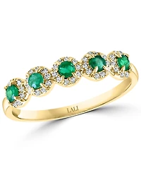 Emerald (1/3 ct. t.w.) & Diamond (1/6 Five Stone Halo Ring 14k Gold