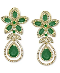 Effy Emerald (5-1/4 ct. t.w.) and Diamond (1-1/4 ct. t.w.) Teardrop Earrings in 14k Gold or 14k White Gold, Created for Macy's