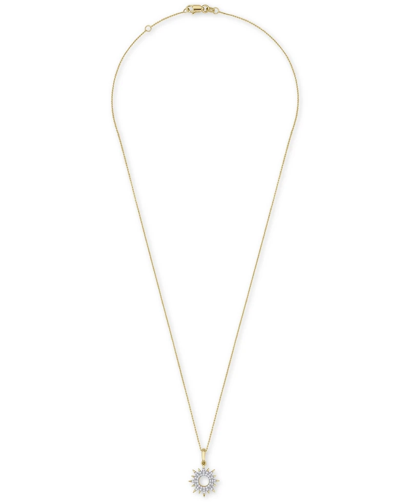 Wrapped Diamond Sun Pendant Necklace (1/10 ct. t.w.) 14k Gold Created for Macy's (Also available Black Diamond)