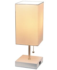 Simple Designs Petite Stick Lamp with Usb Charging Port and Shade