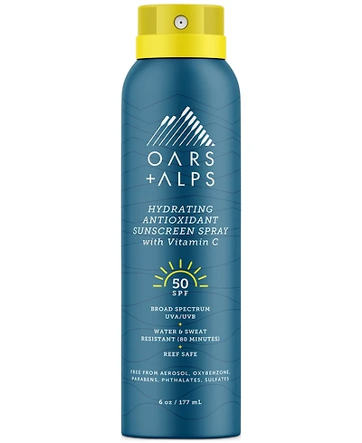 Oars + Alps Hydrating Antioxidant Sunscreen Spray Spf 50, 6-oz.