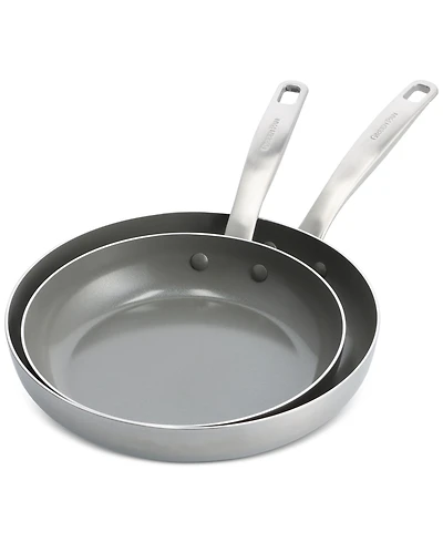 GreenPan Chatham Stainless Ceramic Nonstick 2-Pc. Frypan Set
