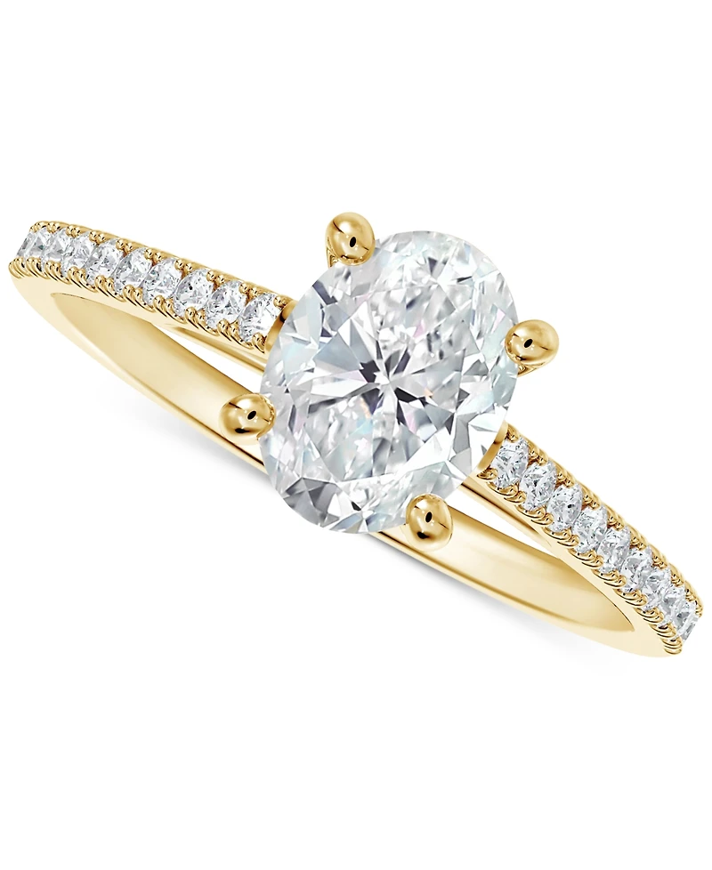 Portfolio by De Beers Forevermark Diamond Cathedral Solitaire Oval-Cut Pave Engagement Ring (5/8 ct. t.w.) in 14k Gold