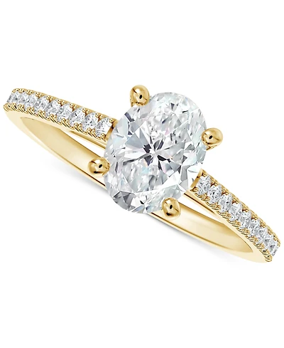 Portfolio by De Beers Forevermark Diamond Cathedral Solitaire Oval-Cut Pave Engagement Ring (5/8 ct. t.w.) in 14k Gold