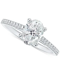 Portfolio by De Beers Forevermark Diamond Oval-Cut Cathedral Solitaire & Pave Engagement Ring (7/8 ct. t.w.) in 14k White Gold