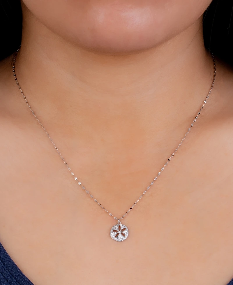Textured Sand Dollar Pendant Necklace in Sterling Silver, 16" + 2" extender, Exclusively at Macy's