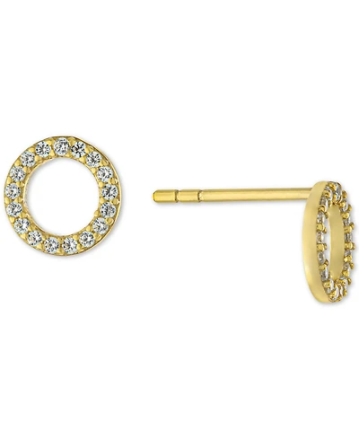 Cubic Zirconia Open Circle Stud Earrings in Gold-Plated Sterling Silver