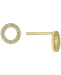 Cubic Zirconia Open Circle Stud Earrings in Gold-Plated Sterling Silver