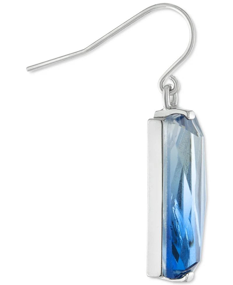Ombre Crystal Rectangle Drop Earrings Sterling Silver